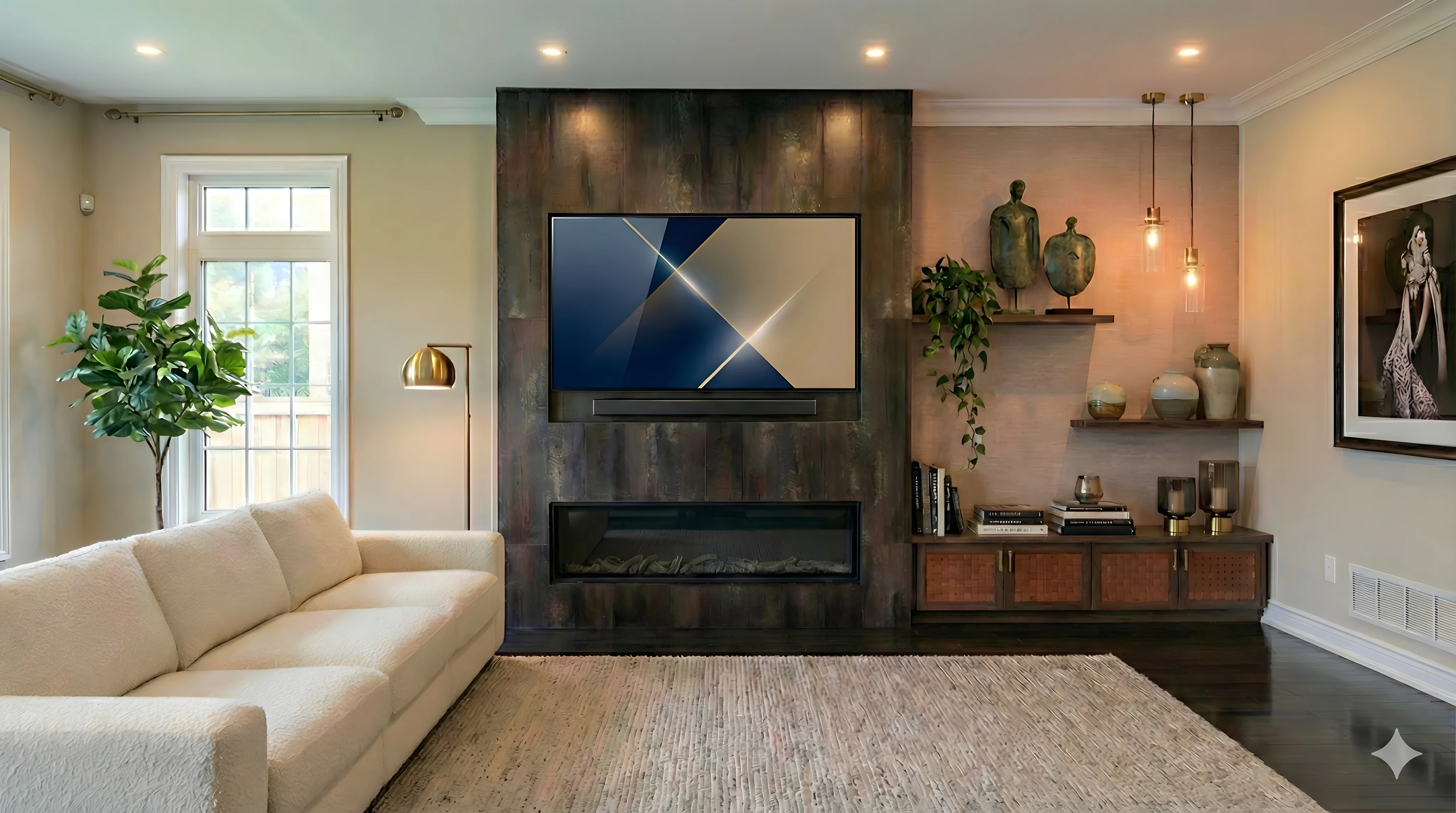 Beautiful renovated interior with elegant furnishings